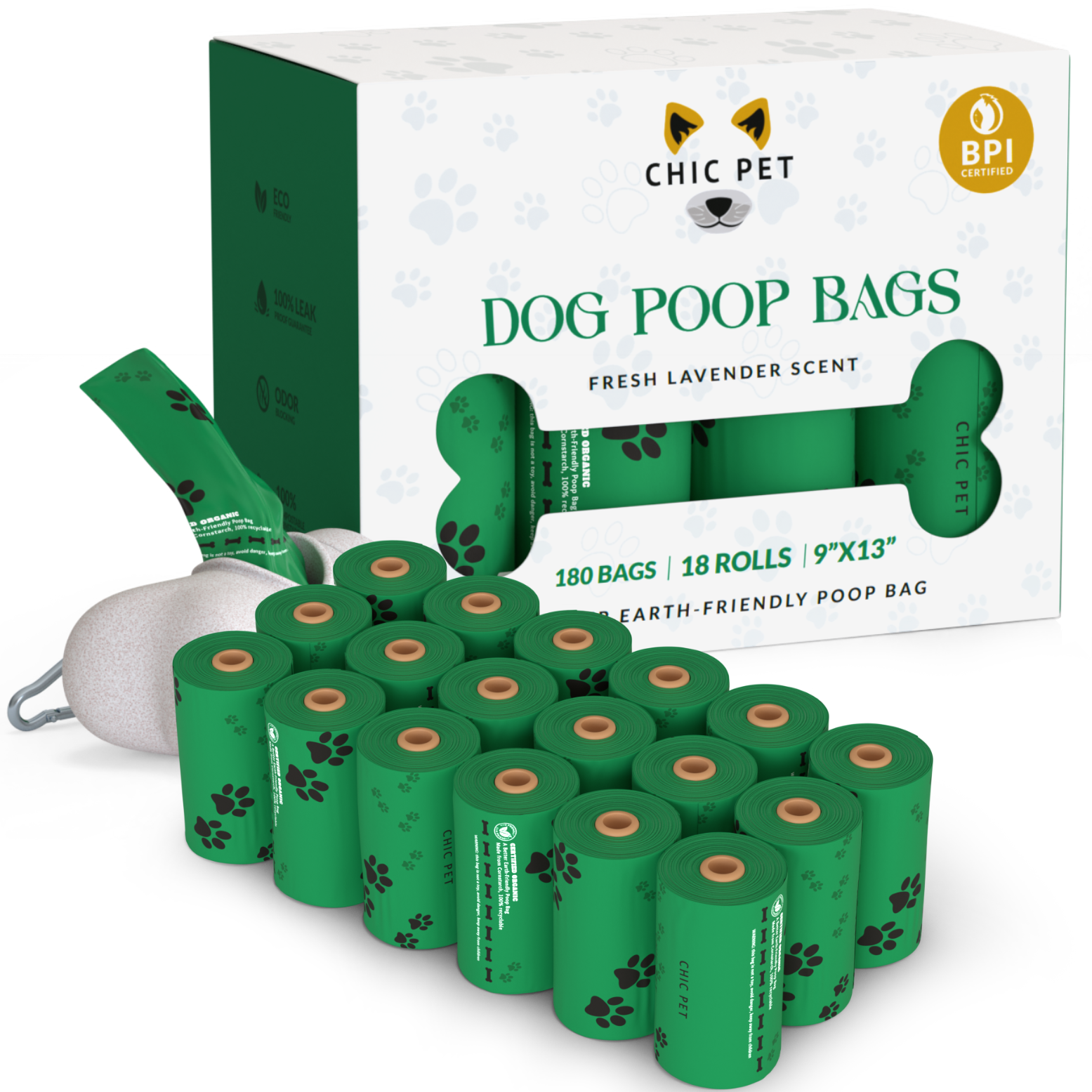 ChicPet All-Natural Compostable Poop Bags, Extra Thick, Lavender Scented